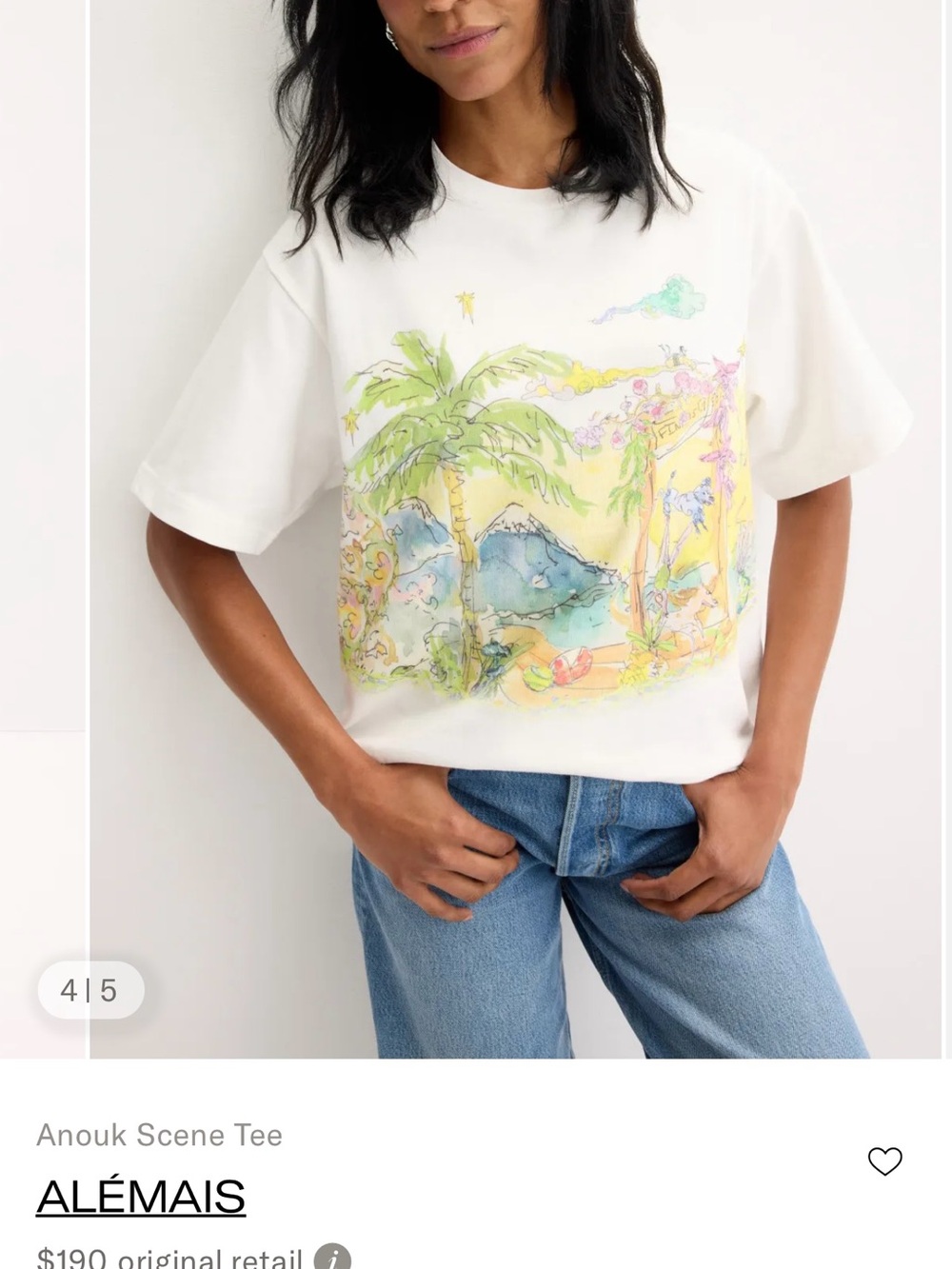ALEMAIS Anouk Scene Tee MSRP $190 Oversized Graphic White T-Shirt